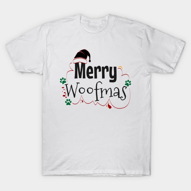 Merry woofmas, dog christmas T-Shirt by Aloenalone